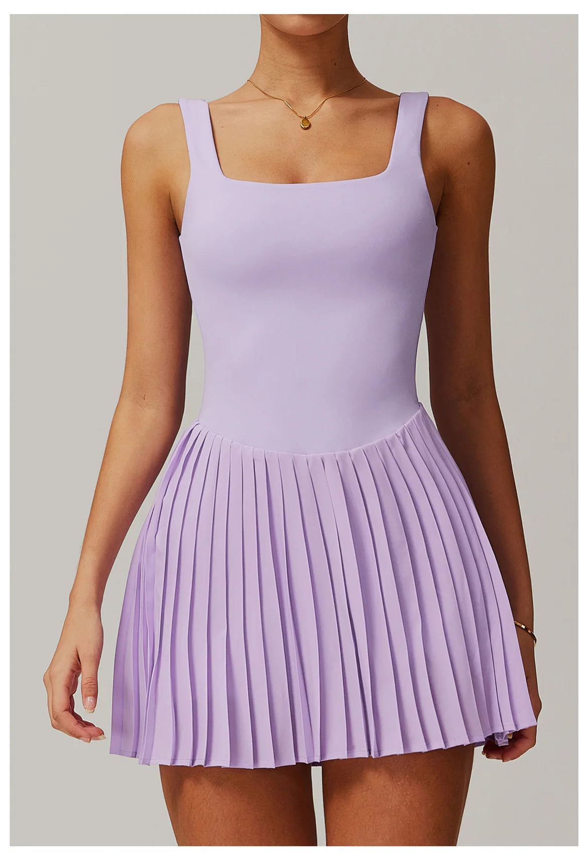 Yoga Set Naked Tennis Dress Women's Jumpsuit Bottom anti Glare Fitness Clothes Sports Running Pockets Pleated Skirt Sports Dress