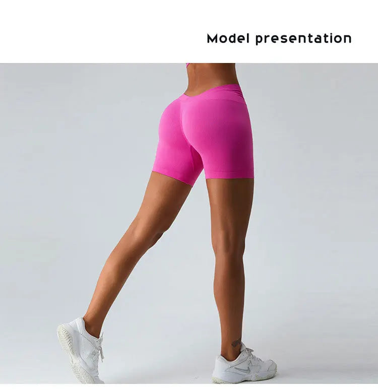 Seamless V Back Yoga Shorts Women Sportwear Fitness Tights Elastic Scrunch Gym Cycling Push Up Running Workout High Waist Shorts