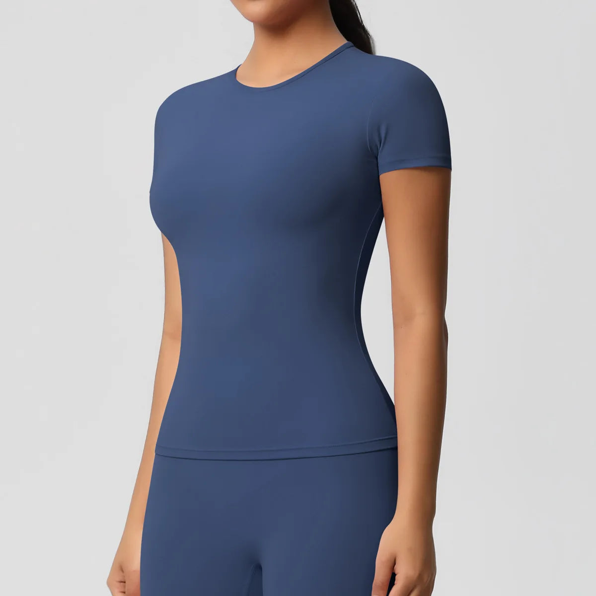 New Women Running Sports T Shirt Summer Short Sleeve Round Neck Breathable Stretchy Gym Yoga Slim Fitness Active Top Tee