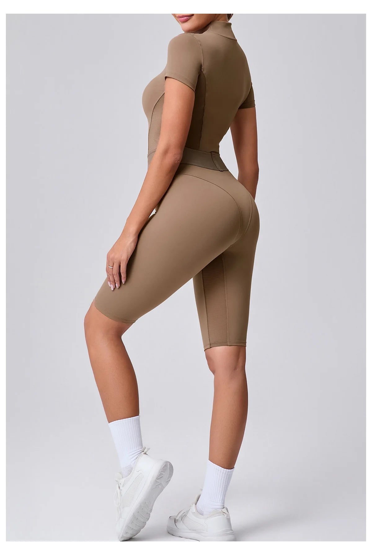 Women's Tracksuit Jumpsuits One-Piece Suit Zipper Short SleevesYoga Set Gym Push Up Workout Clothes Fitness Bodysuit Sportswear