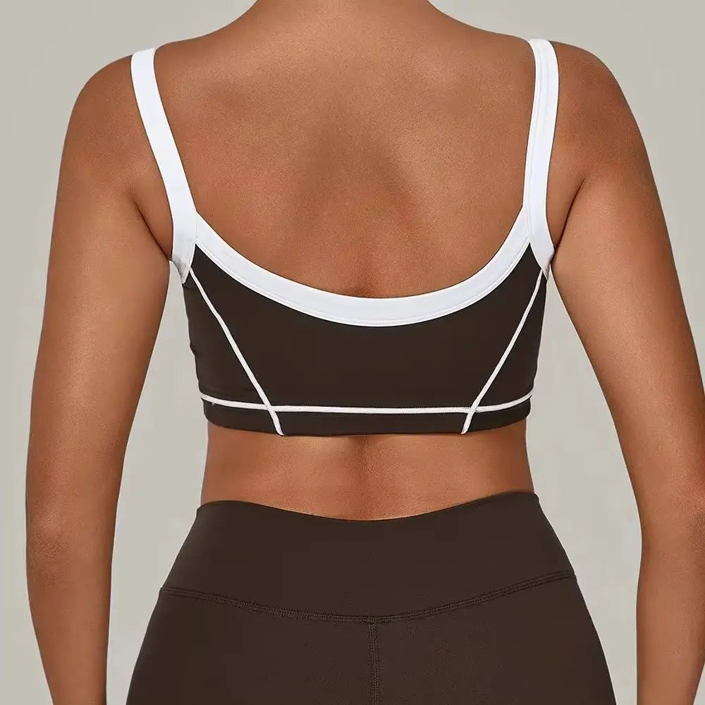Patchwork Sports Bra Anti-Sweat Fitness Top Women Yoga Bra Shockproof Crop Top Push Up Sport Bra High Strength Gym Workout Top