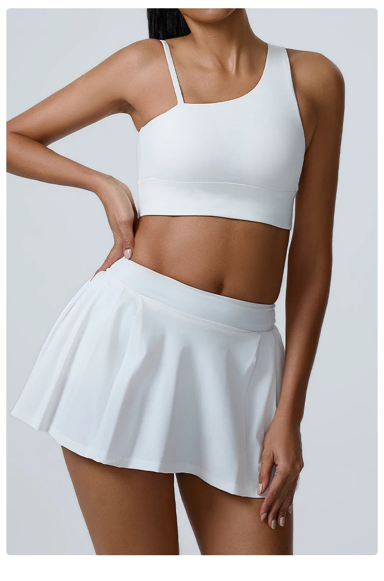Yoga Set 2PCS Women Sport Suit Gym wear Workout Clothes Sports Crop Top Yoga Short Skirt Fitness Bra Set Breathable Gym Suits