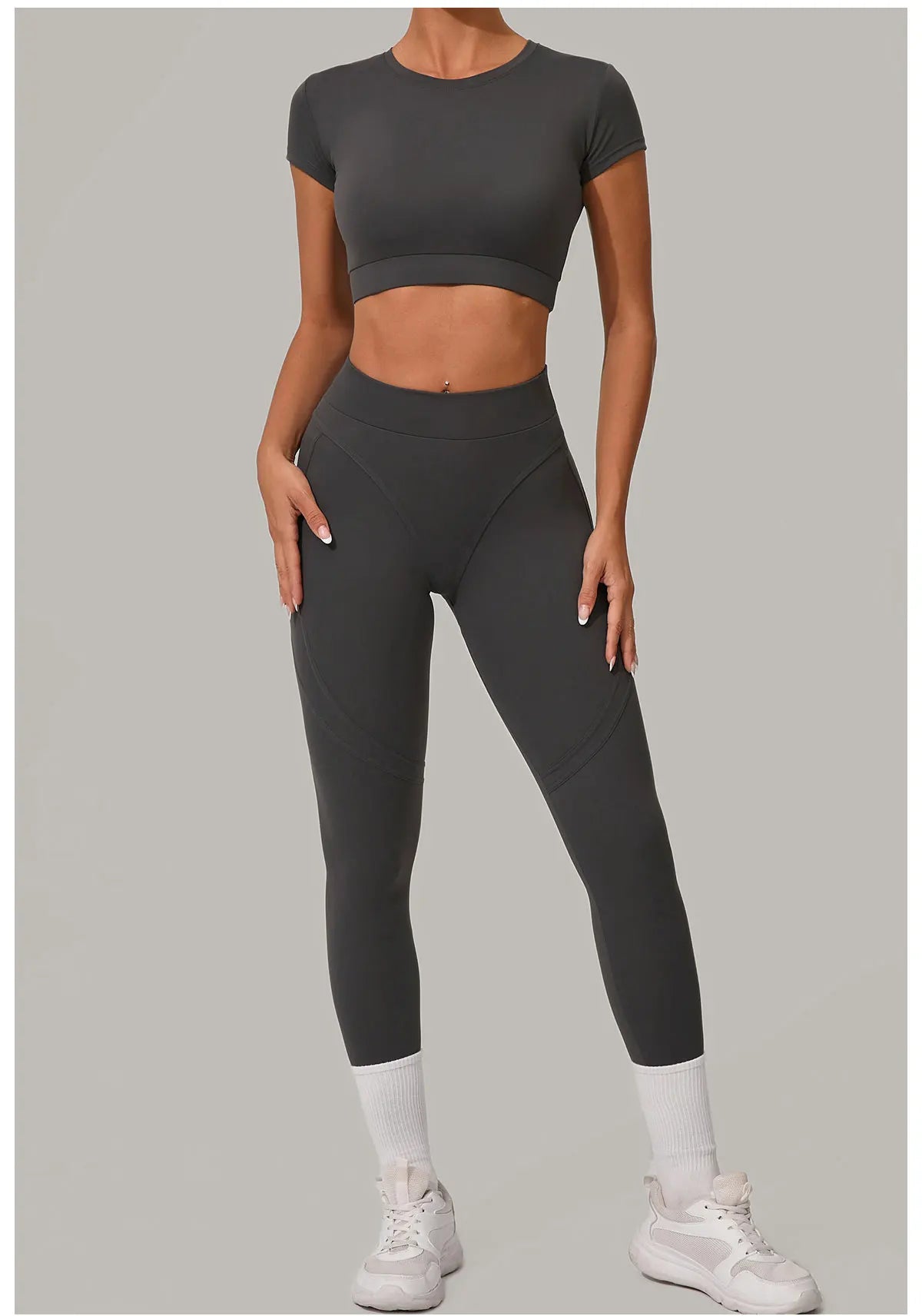 2PCS Yoga Set Gym Clothes Seamless Sportswear Yoga Suits Women Fitness Tracksuits Sports Short Sleeves Gym Leggings Sports Suits