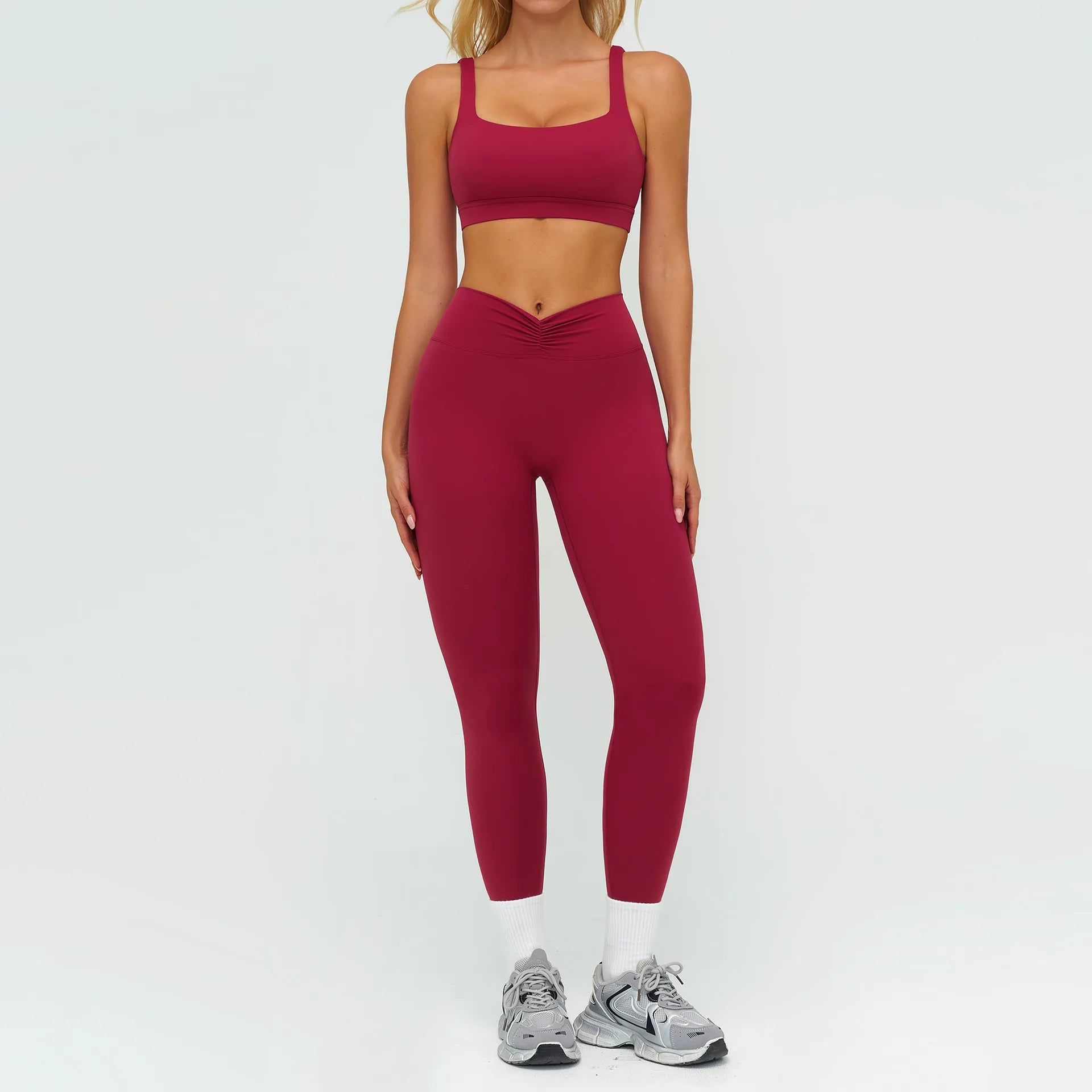2PCS Yoga Set Women's Tracksuit Fitness Suit Sportswear Workout Sports Bra High Waist Leggings Gym Clothing Sports Shorts Suit