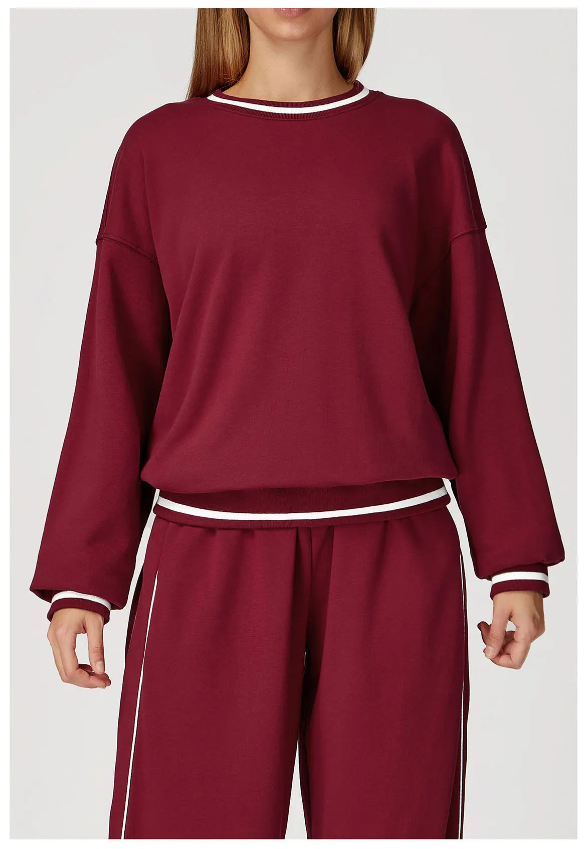New Color Blocking Hoodie for Women Long Sleeved Loose Round Neck Top Fashionable Hoodie Outdoor Casual Running Sports Top