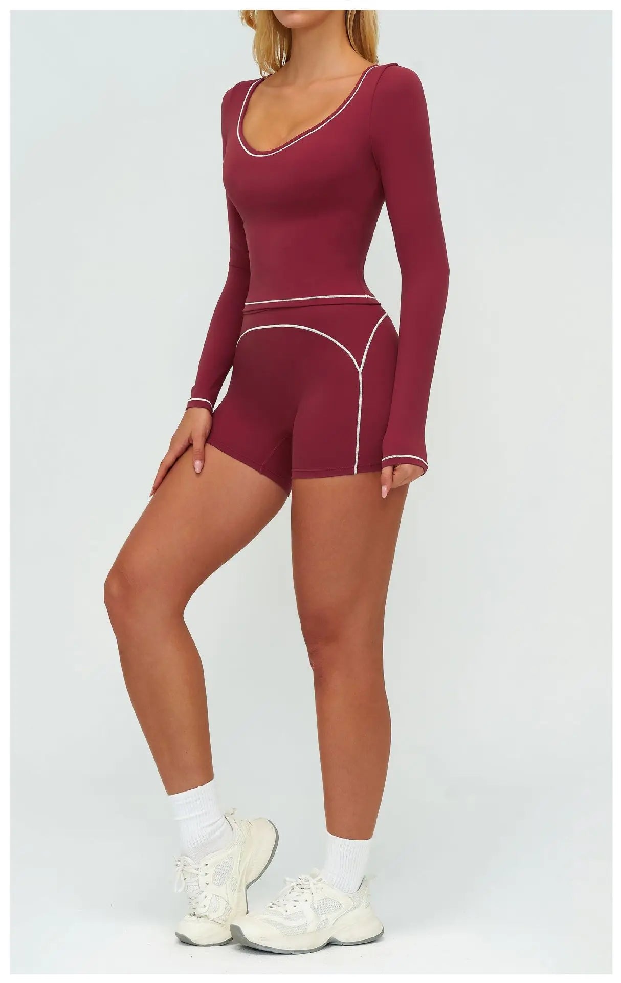 Yoga Set Women Tracksuit 2PCS Sportswear Workout Clothes Athletic Wear Gym Leggings Fitness Outfits Top Long Sleeve Sports Suits