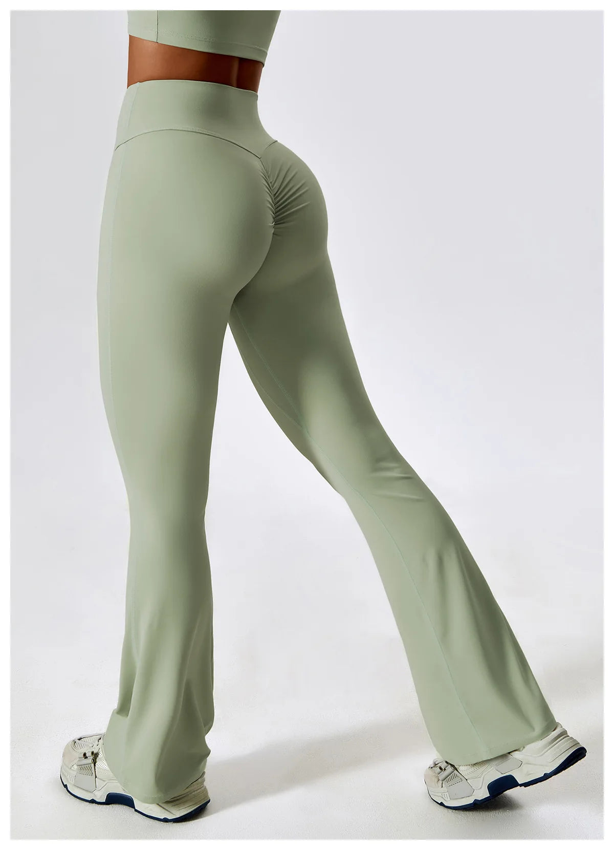 Women Tracksuit Gym Yoga Suit 2PCS Tight Fitting Sports Set Workout Breathable T Shirts Bra Tank Top Loose Bell-bottoms Leggings