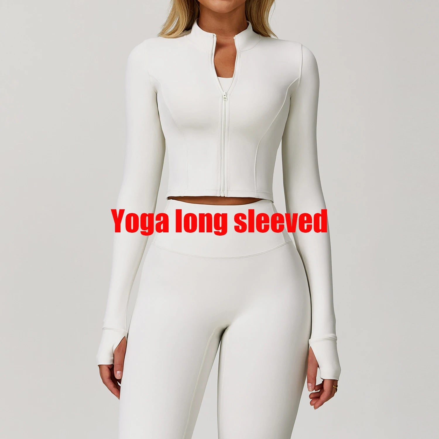 Women Outdoor Sports Long Sleeved Slim Yoga Clothes Quick Dry Zipper Cardigan Stand Up Collar Jacket Running Fitness Jacket Top