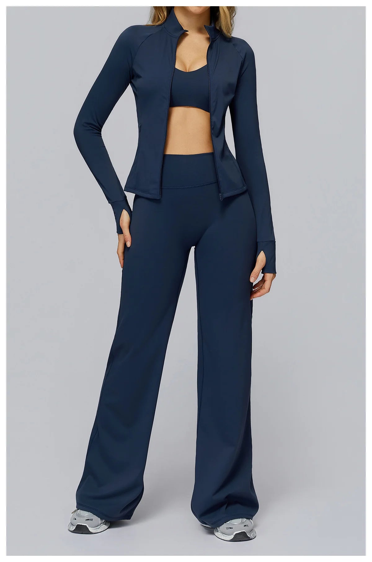 Yoga Set 2PCS Women Sportswear Workout Clothes Seamless Athletic Wear Gym Legging Fitness Bra Crop Top Long Sleeve Sports Suits