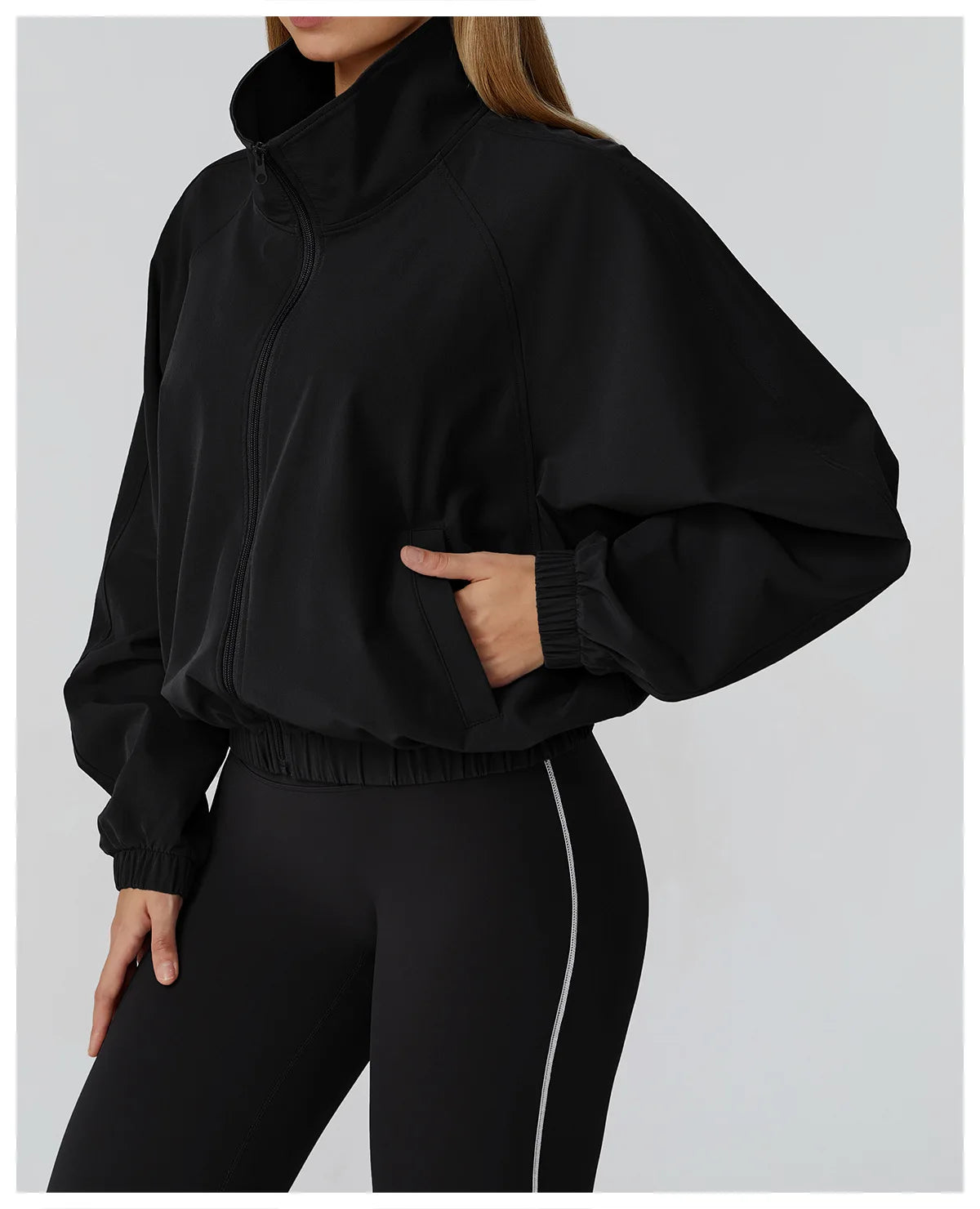 New Quick Drying Stand Up Collar Sports Jacket Women's Zipper Top Windproof Outdoor Running Fitness Long Sleeved Yoga Jacket