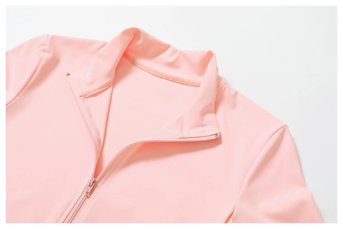 Women Zipper Jacket Yoga T-shirts Solid Sports Top Long Sleeve Crop Tops Running Shirts Sexy Quick Dry Fitness Gym Sport Wear