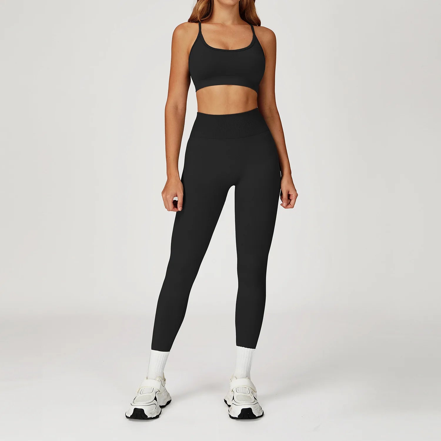 2PCS Seamless Yoga Set Gym Clothes Athletic Wear Women Fitness Set Tracksuits Sports Long Sleeved Gym Suit Leggings Sportswear