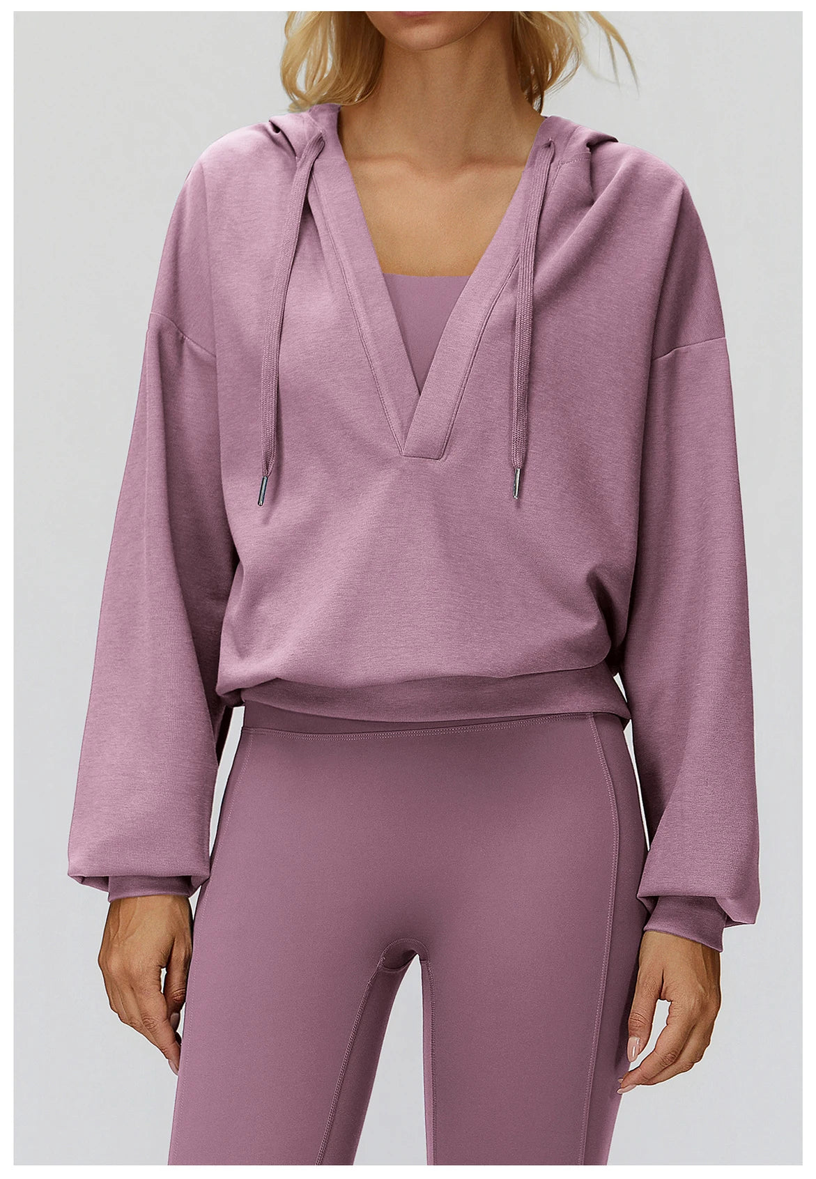 Autumn New Yoga Long Sleeved Women's Hooded Jacket V-neck Loose and Comfortable Outerwear Outdoor Running Workout Sports Jacket