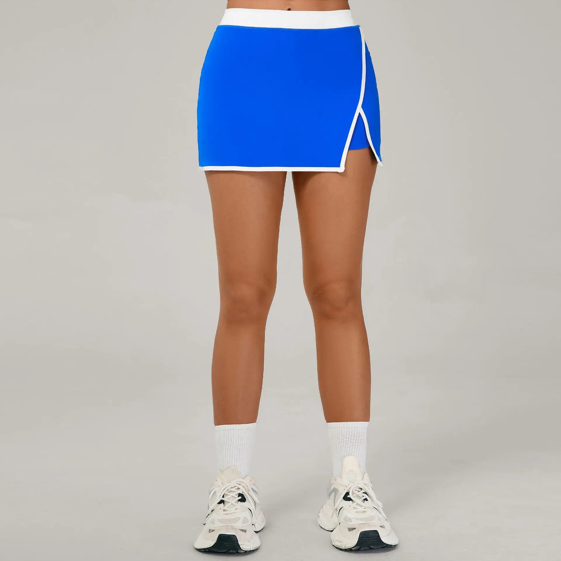 Color Blocking Sports Short Skirt Women's Yoga Short Skirt Tight Fitting Splicing Anti Glare Running Fitness Yoga Tennis Skirt