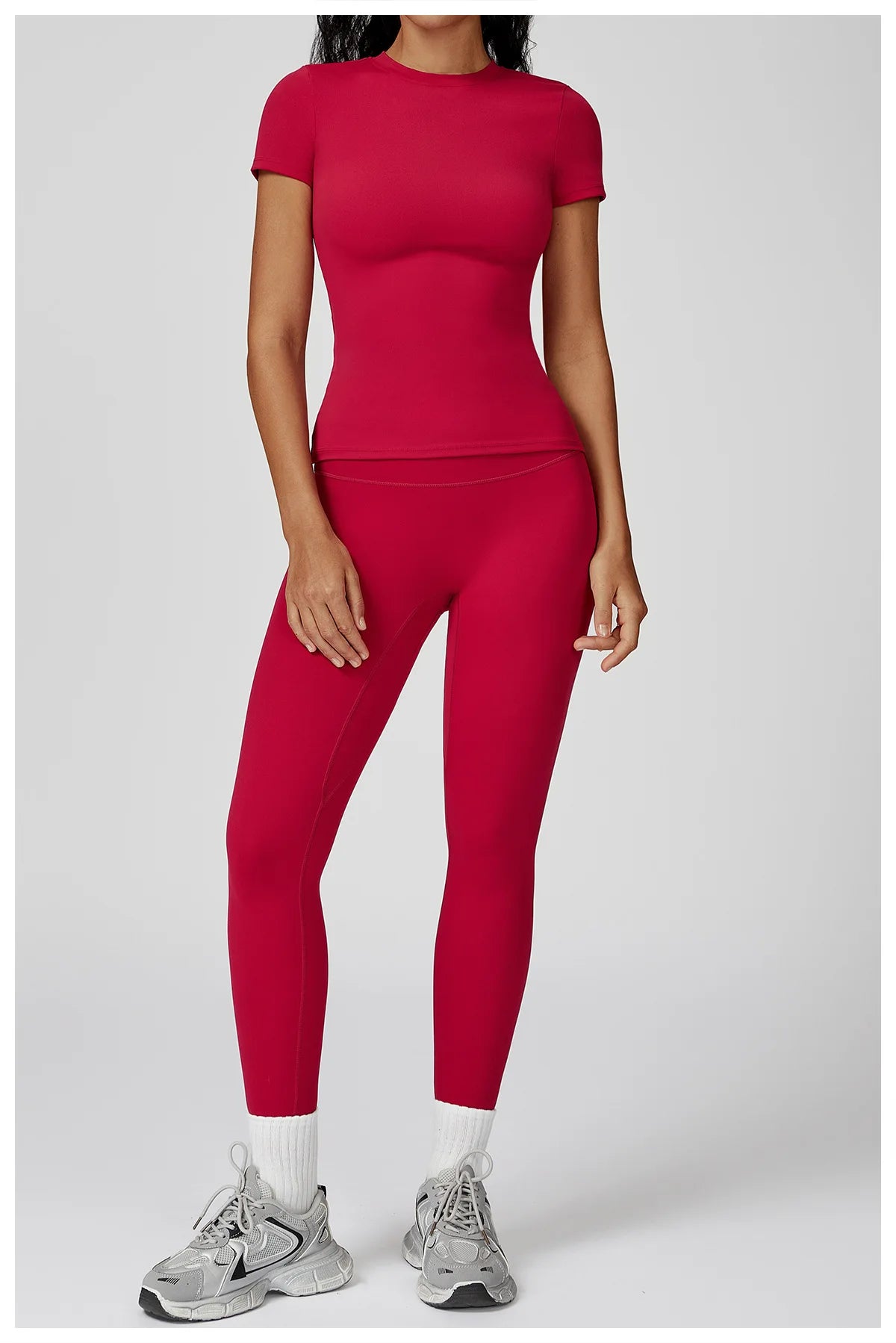 2PCS Yoga Set Sports Suit For Women Fitness Short Sleeve Tracksuits Sports Bra High Waist Leggings Gym Sports Clothes Sportswear