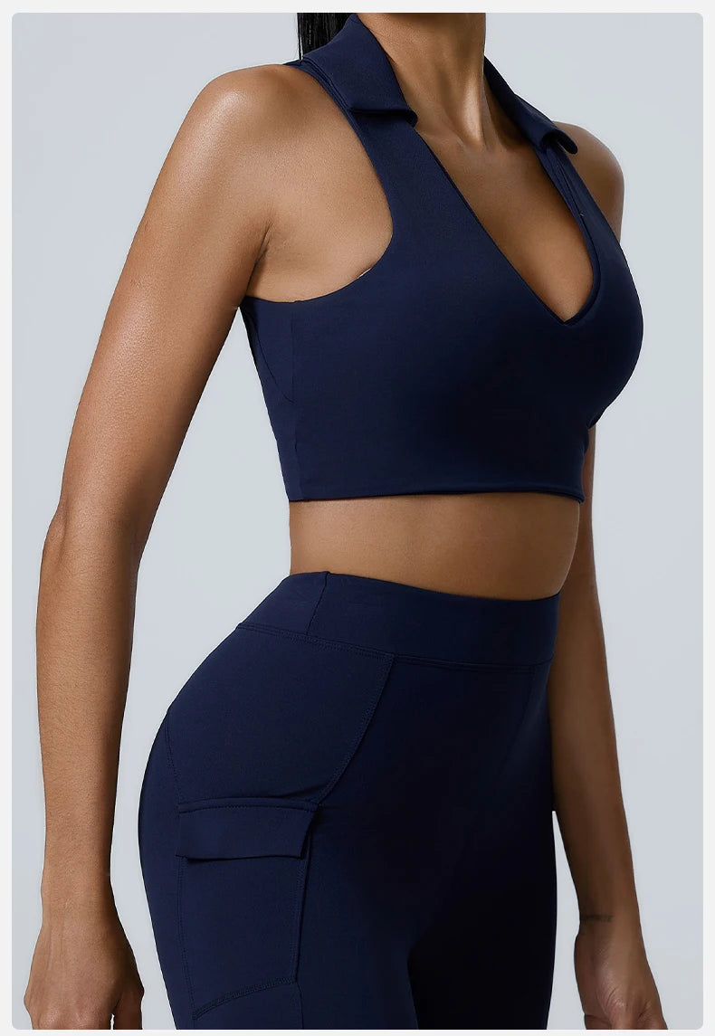 Women Sports Underwear Collar Yoga Top Vest High Shockproof Quick-drying Yoga Bra Gym Workout Bra Running Sexy Fitness Bra