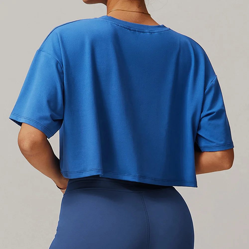 Summer New Sports Short Sleeved Top for Women Comfortable Round Neck Short T-shirt Fitness Running Yoga Short Sleeved Gym Shirt