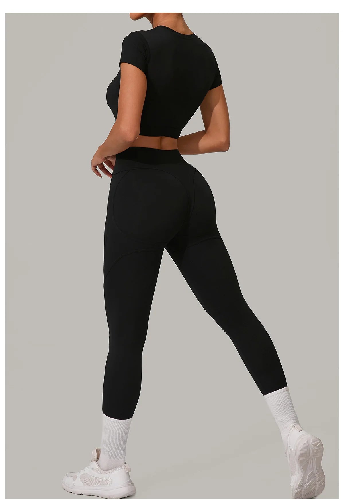 2PCS Yoga Set Gym Clothes Seamless Sportswear Yoga Suits Women Fitness Tracksuits Sports Short Sleeves Gym Leggings Sports Suits