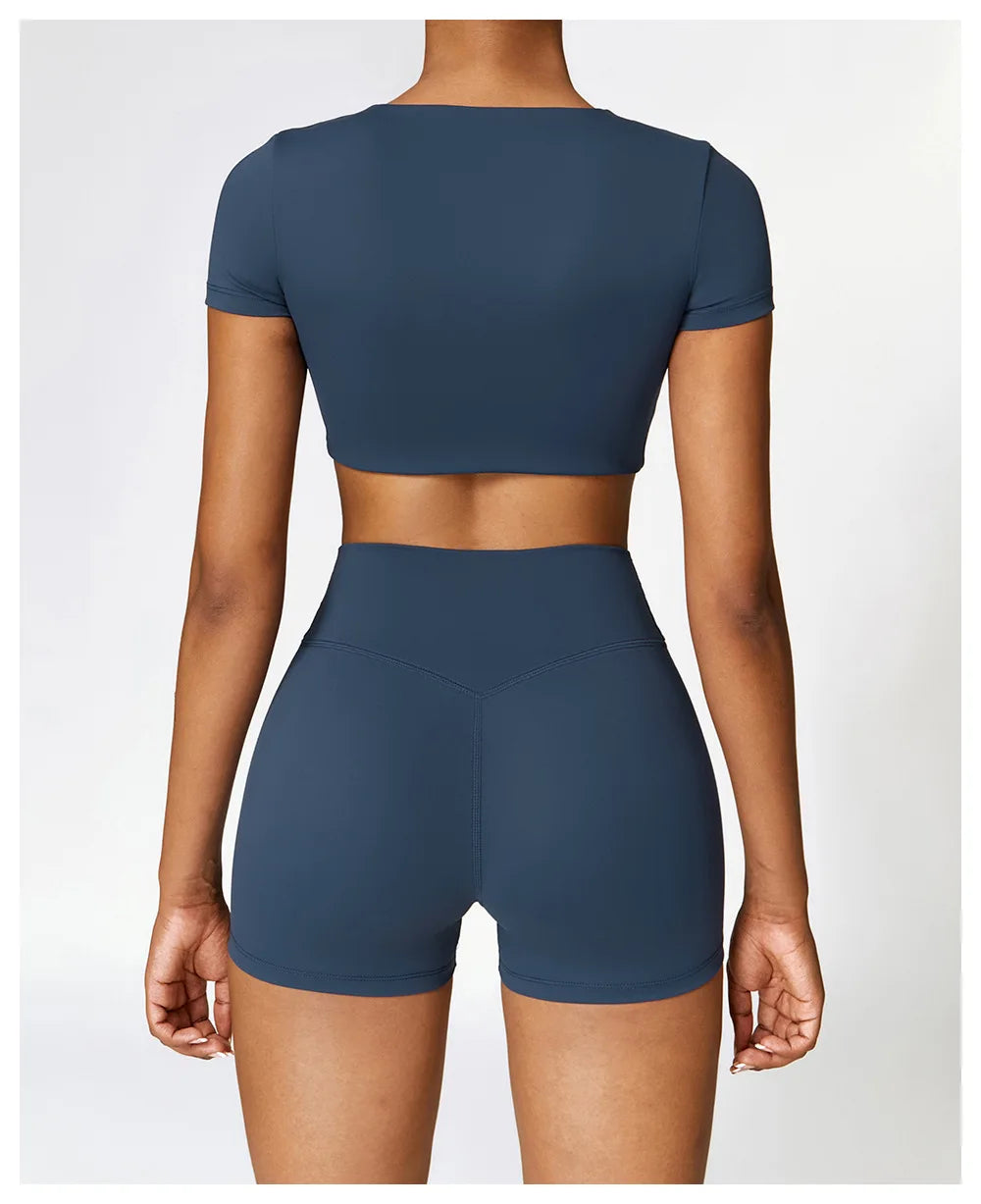 Yoga Top Women Sport T Shirts Push Up Fitness Clothes Short Sleeve Yoga Shirt Gym Top Running Active Wear Sport Top Femme Tights
