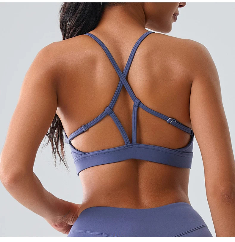 Women Impact Sports Bra Halter Top High Support Push Up Clothes Running Tops Open Back Gym Wear Fitness Yoga Workout Underwear
