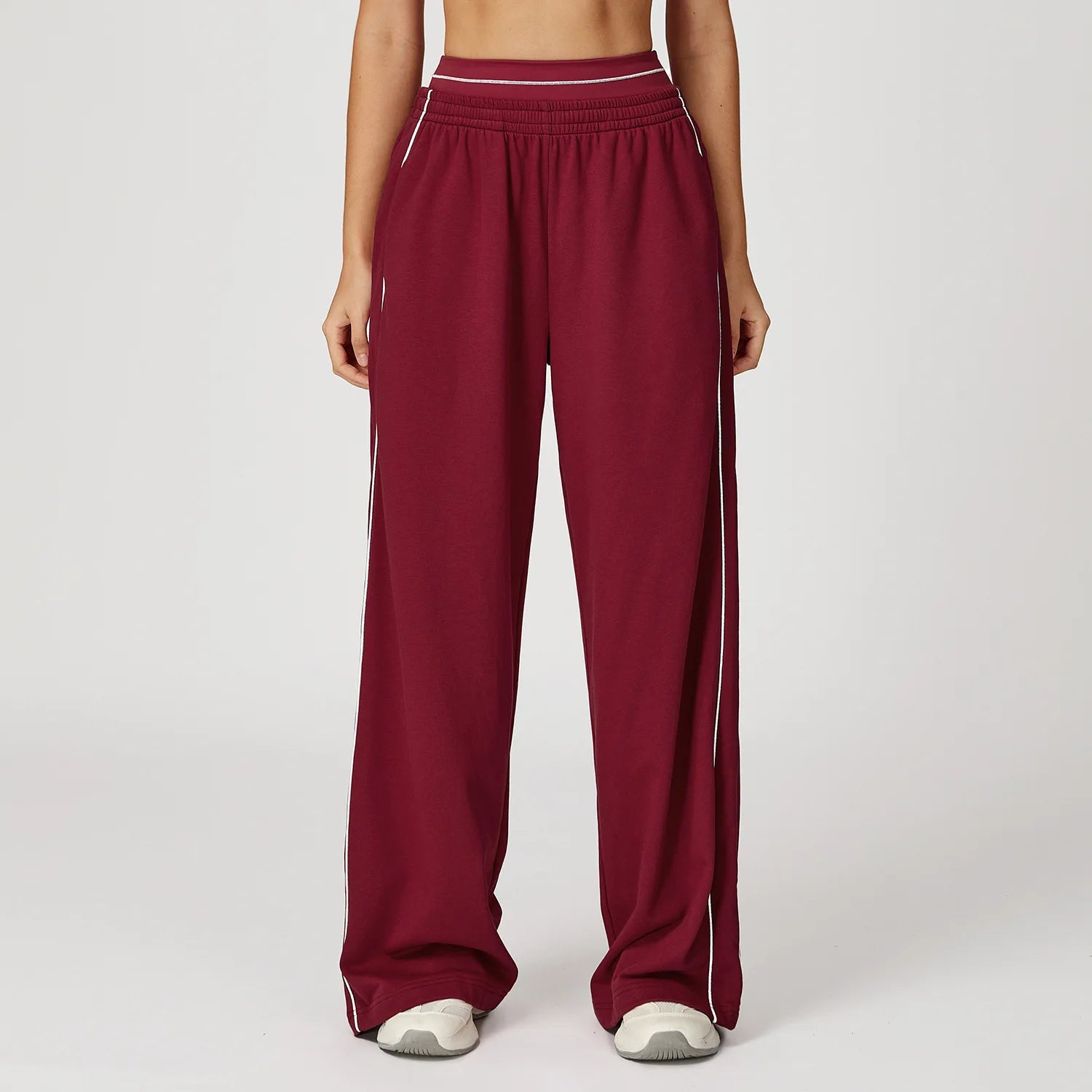 Color Blocking Sports Sweatpants Women Yoga Pants Loose High Waisted Straight Leg Sweatpants With Pockets Outdoor Fitness Pants