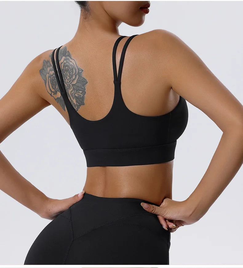 High Support Sports Bra Sexy Criss Cross Straps Back High Support Impact Yoga Underwear Running Fitness Gym Padded Bralette