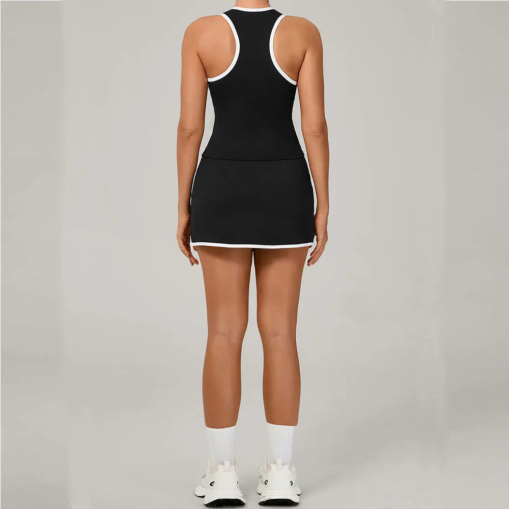 Yoga Set 2PCS Women Tracksuit Sexy Sport Bra High Waist Yoga Short Skirt Gym Clothes Fitness Sleeveless Workout Suit Sporstwear