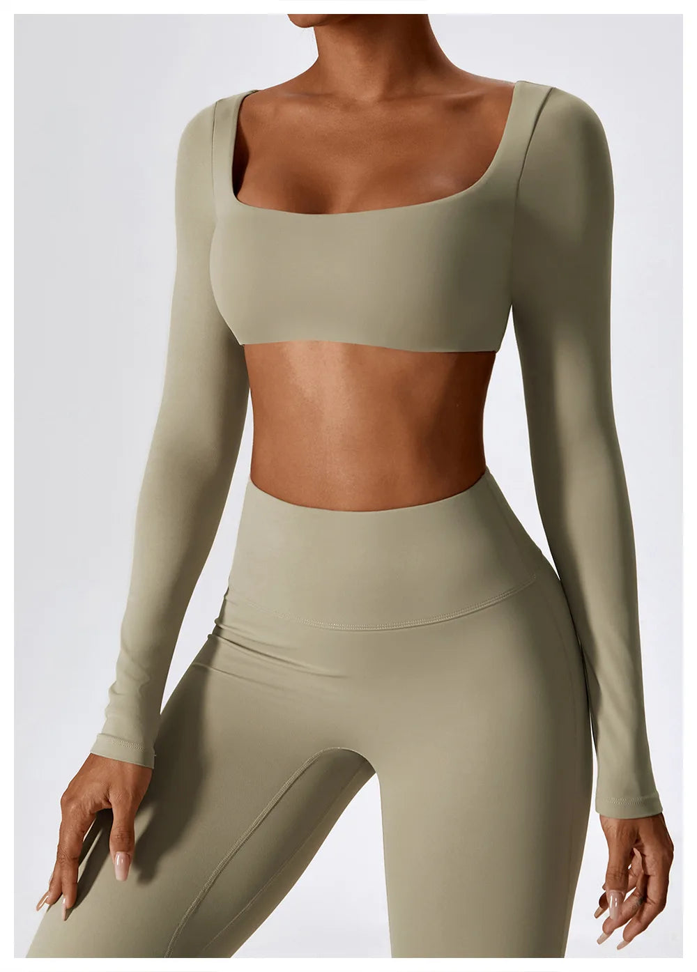 Women Yoga T-shirts Crop Tops Solid Sports Top Long Sleeve Running Shirts Sexy Exposed Navel Quick Dry Fitness Gym Sport Wear