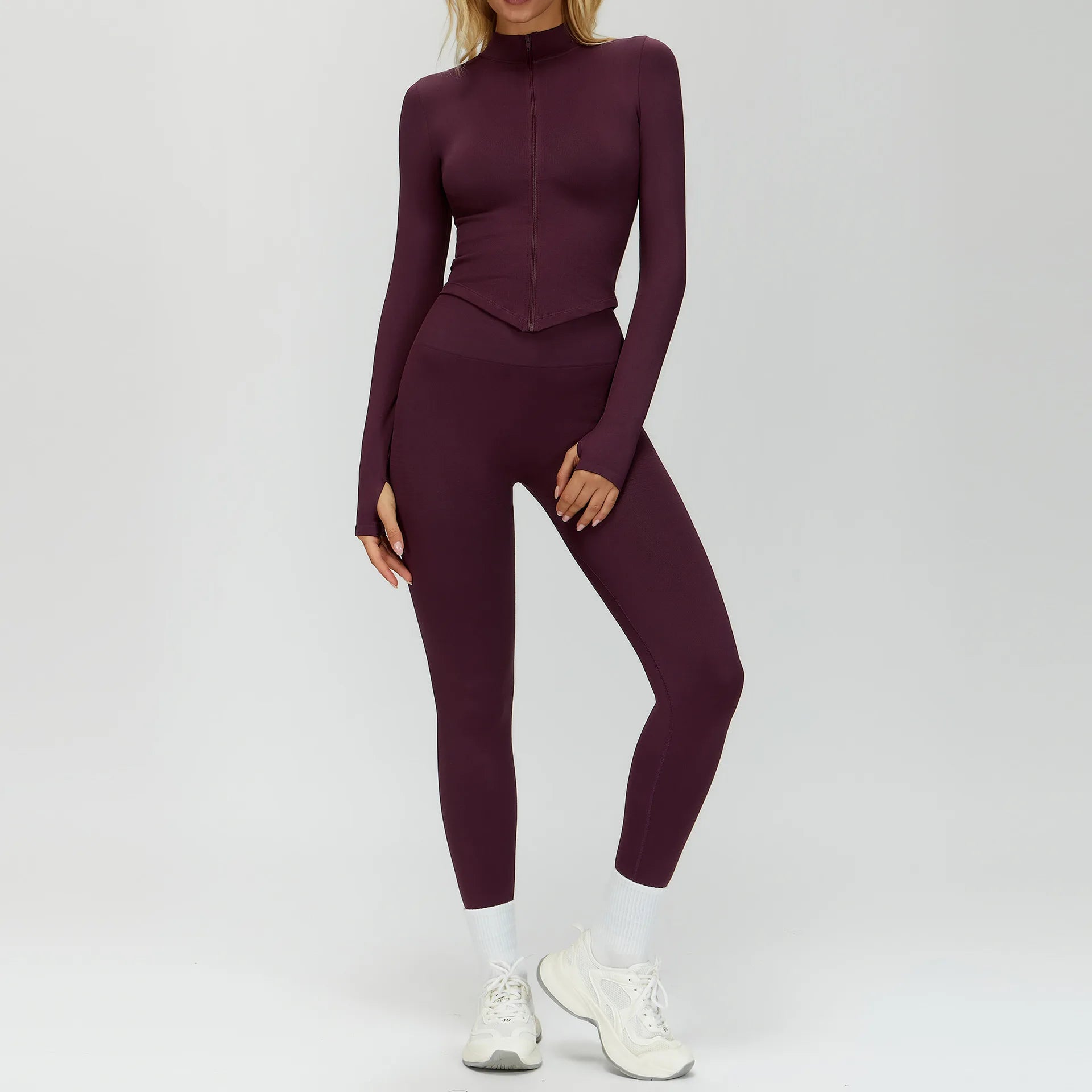 2PCS Seamless Women Tracksuit Yoga Set Workout Outfit Sportswear Gym Clothing Fitness Long Sleeve High Waist Legging Sports Suit
