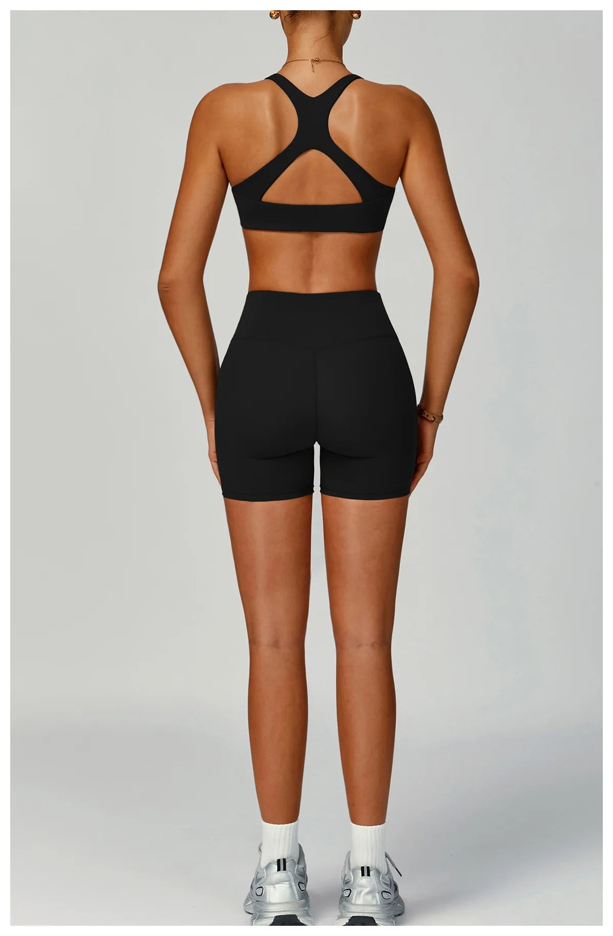 Women Tracksuit Yoga Shorts Set Seamless Yoga Set Workout Scrunch Shorts Sets Sports Bra Scrunch Shorts Fitness Clothes Gym Suit