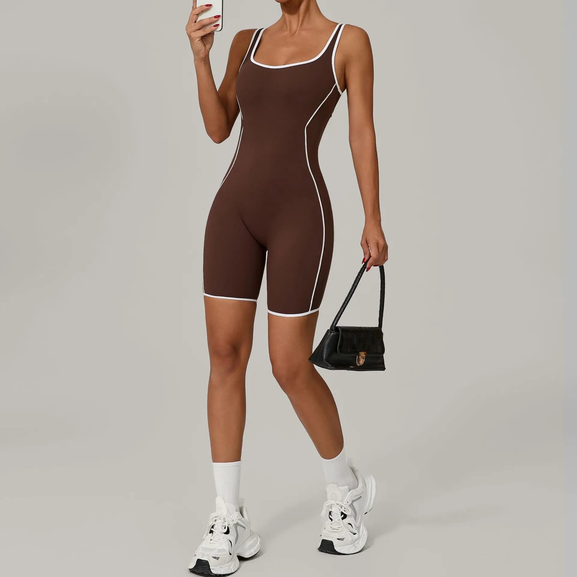 Color Blocked Gym Set Women Tracksuit Yoga Suit Sportswear Women Sports Jumpsuit Fitness Rompers Female Push Up Workout Bodysuit