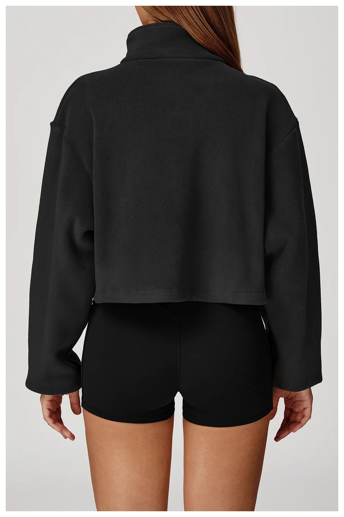 Winter Yoga Jacket Women Long Sleeved Stand Up Collar Windproof Warm Fleece Drawstring Jacket Running With Fleece Sports Jacket