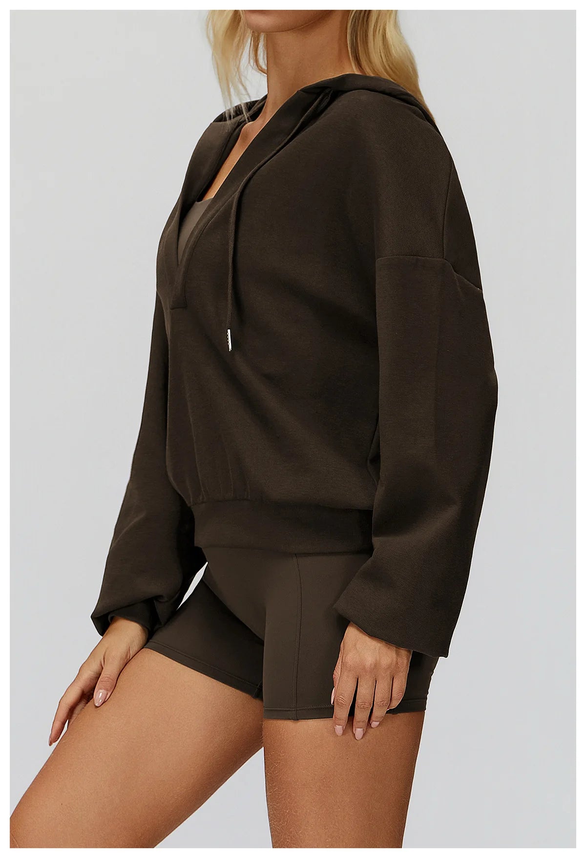 Autumn New Yoga Long Sleeved Women's Hooded Jacket V-neck Loose and Comfortable Outerwear Outdoor Running Workout Sports Jacket