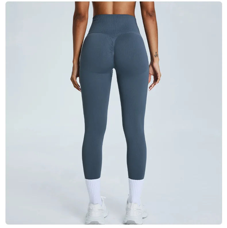 Seamless Fitness Women's Sport Leggings High Waist Elastic Solid Yoga Leggings Gym Jogging Quick Dry Push Up Slim Pants Female