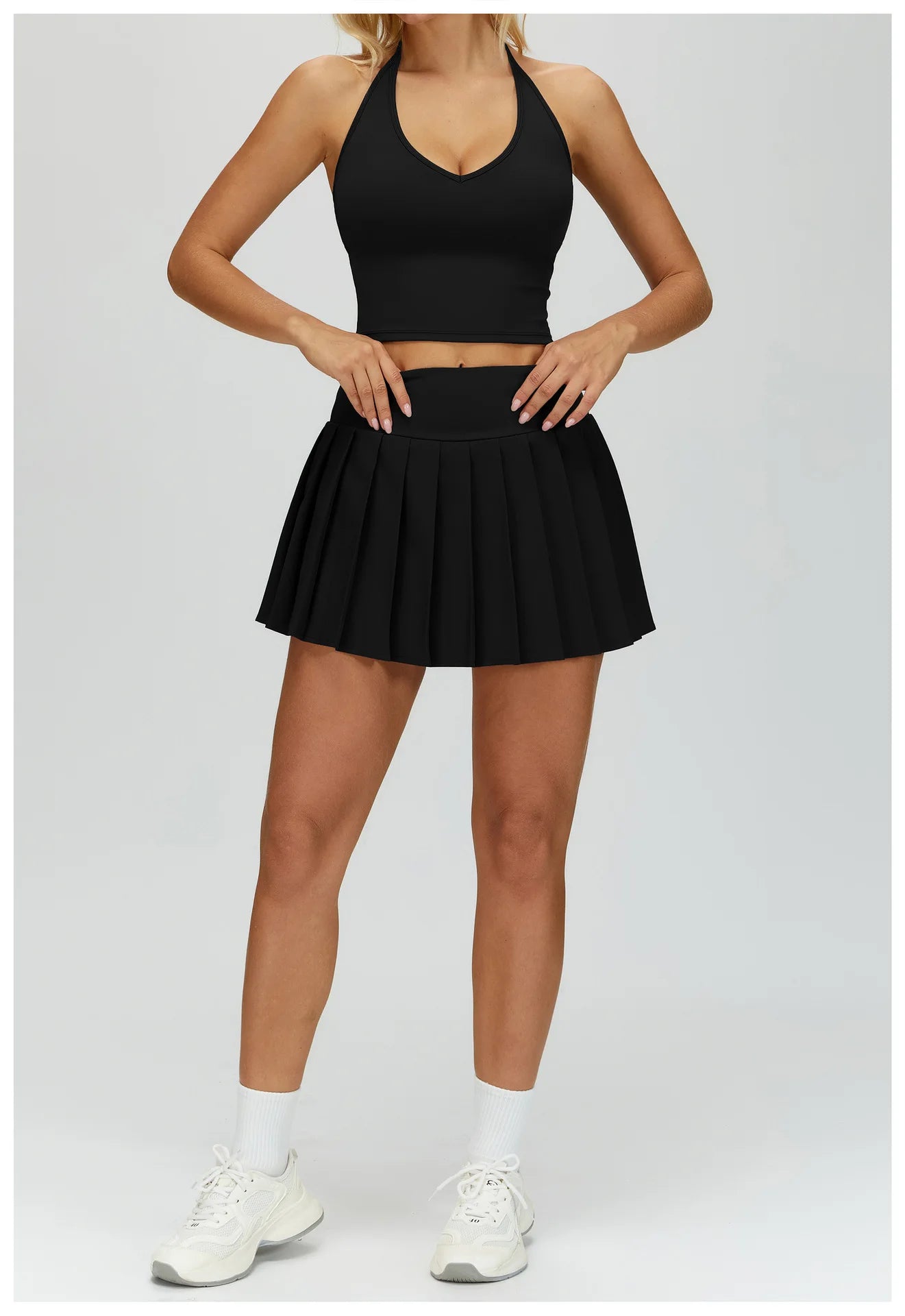 Yoga Short Skirt Women Pleated Sports Tennis Skirts Runniing High Waist Yoga Fitness Short Skirt Gym Golf Loose Skirt Pockets