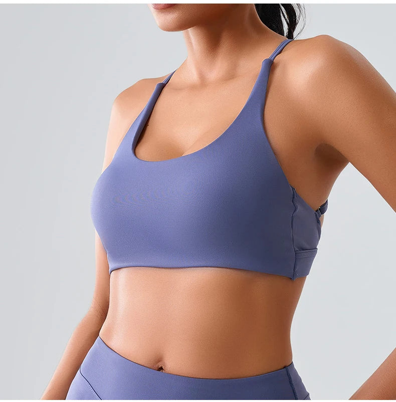 Women Impact Sports Bra Halter Top High Support Push Up Clothes Running Tops Open Back Gym Wear Fitness Yoga Workout Underwear