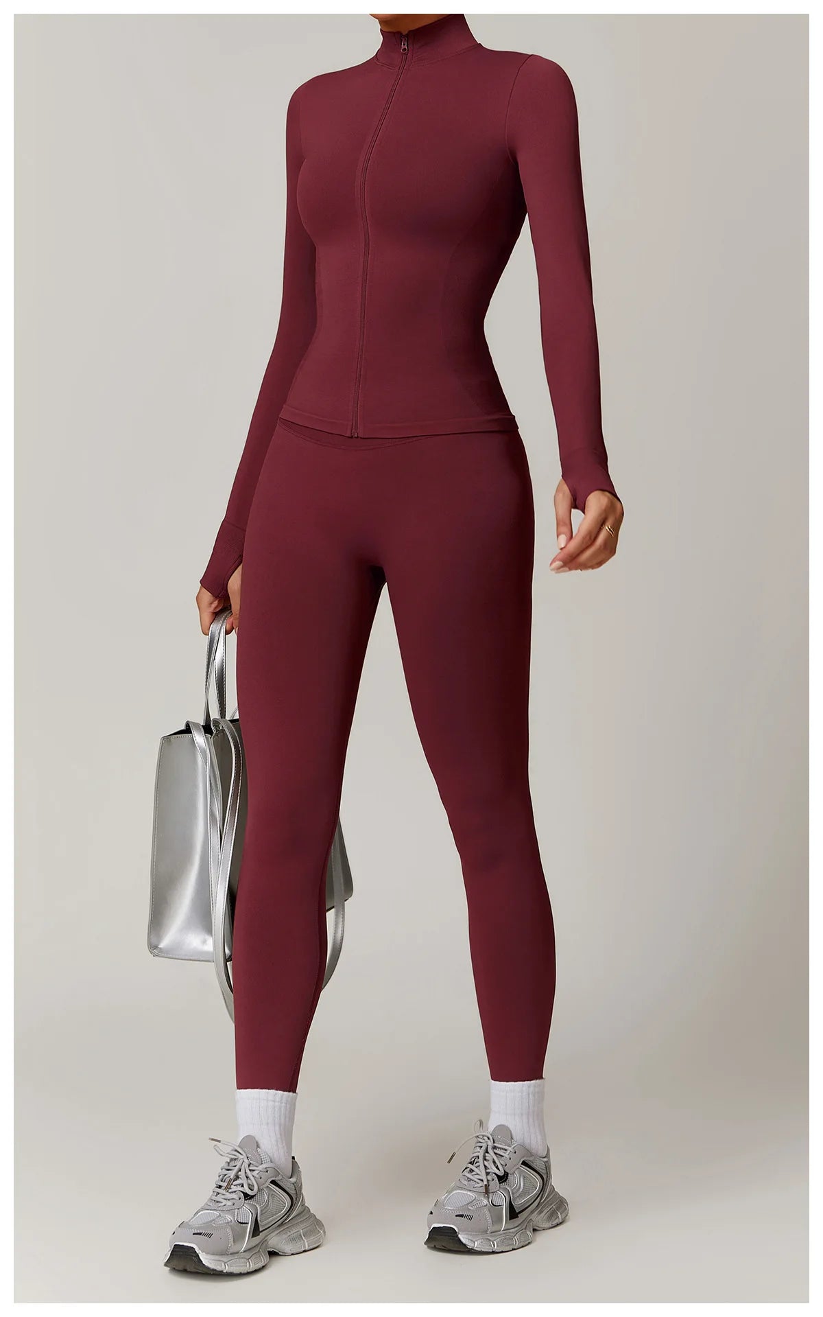 Seamless Yoga Slothes Women's Top Standing Collar Long Sleeved Sports Jacket Running Training Fitness Top Windproof Running Suit