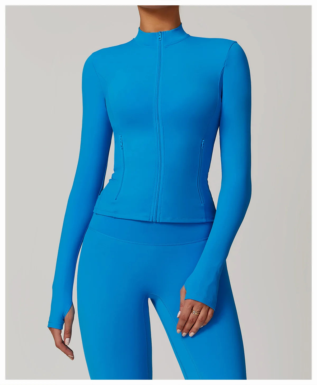 Women Outdoor Running Fitness Wear T-shirt Long Sleeved Thumb Holes Top Zipper Yoga Long Sleeved Yoga Shirt Gym Push Up Workout