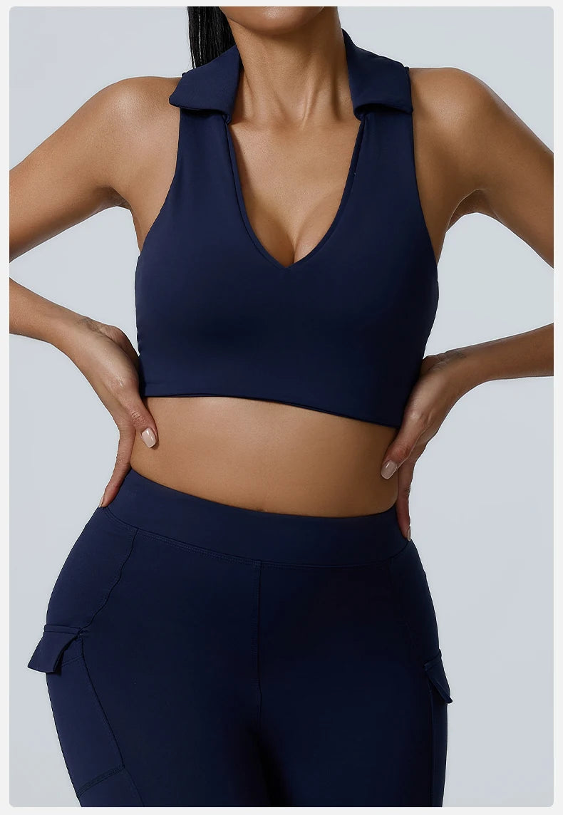Women Sports Underwear Collar Yoga Top Vest High Shockproof Quick-drying Yoga Bra Gym Workout Bra Running Sexy Fitness Bra