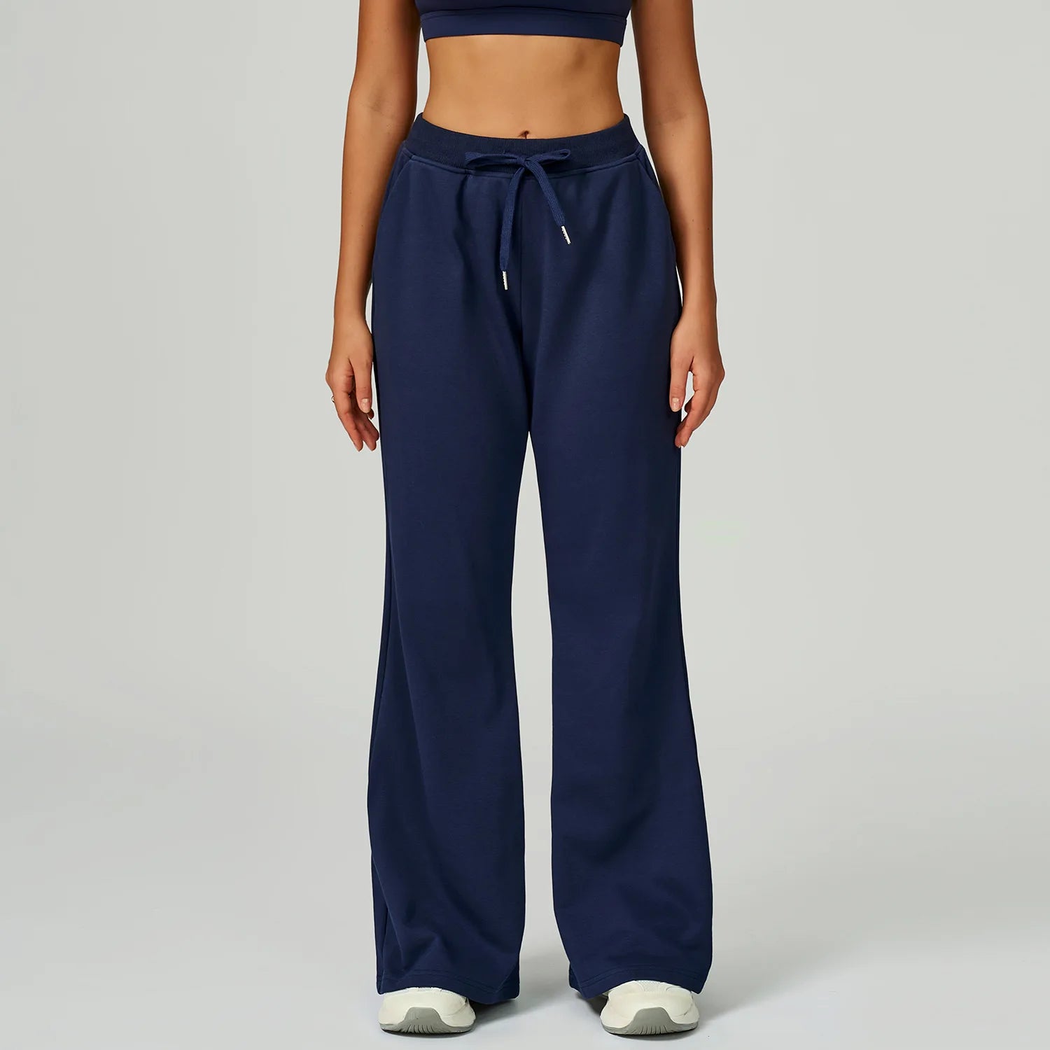 Winter High Waist Loose Fit Sports Pants Women Drawstring Wweatpants With Pockets Straight Leg Yoga Pants Versatile Sports Pants