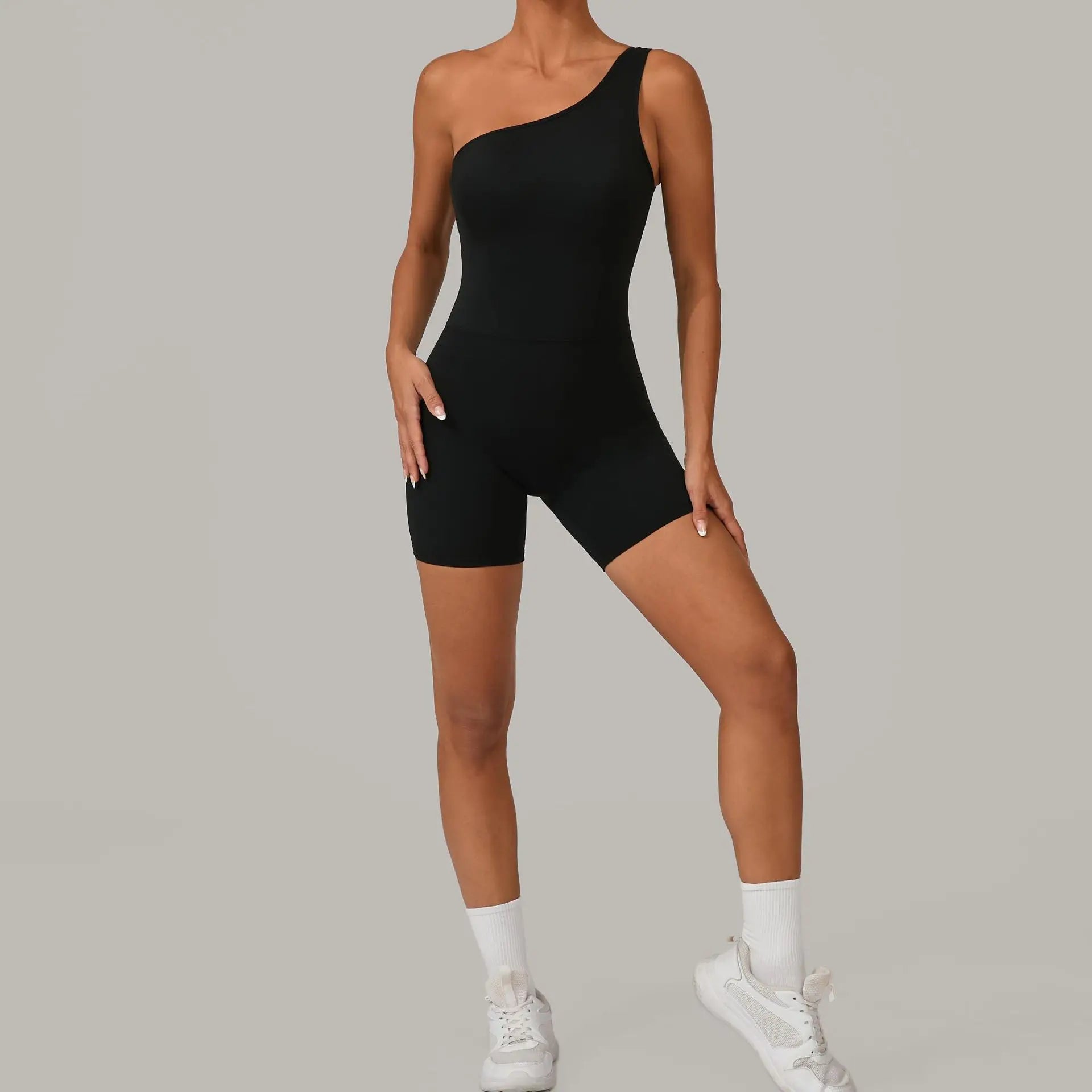 One Shoulder Jumpsuit Women's Fitness Suit Short Sets Sports Overalls for Woman Tracksuit Yoga Clothing Gym Workout Sportswear