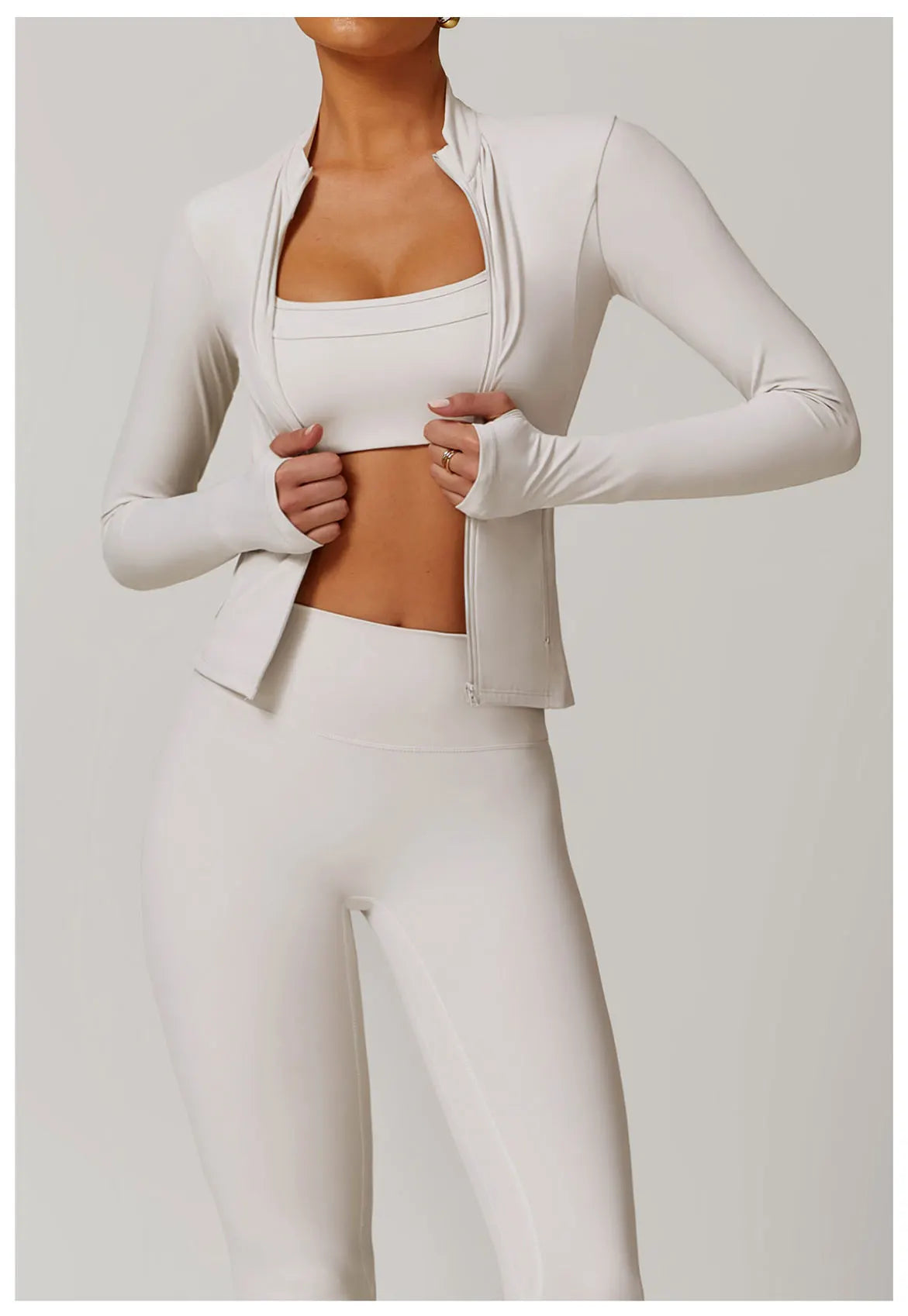 Women Outdoor Running Fitness Wear T-shirt Long Sleeved Thumb Holes Top Zipper Yoga Long Sleeved Yoga Shirt Gym Push Up Workout