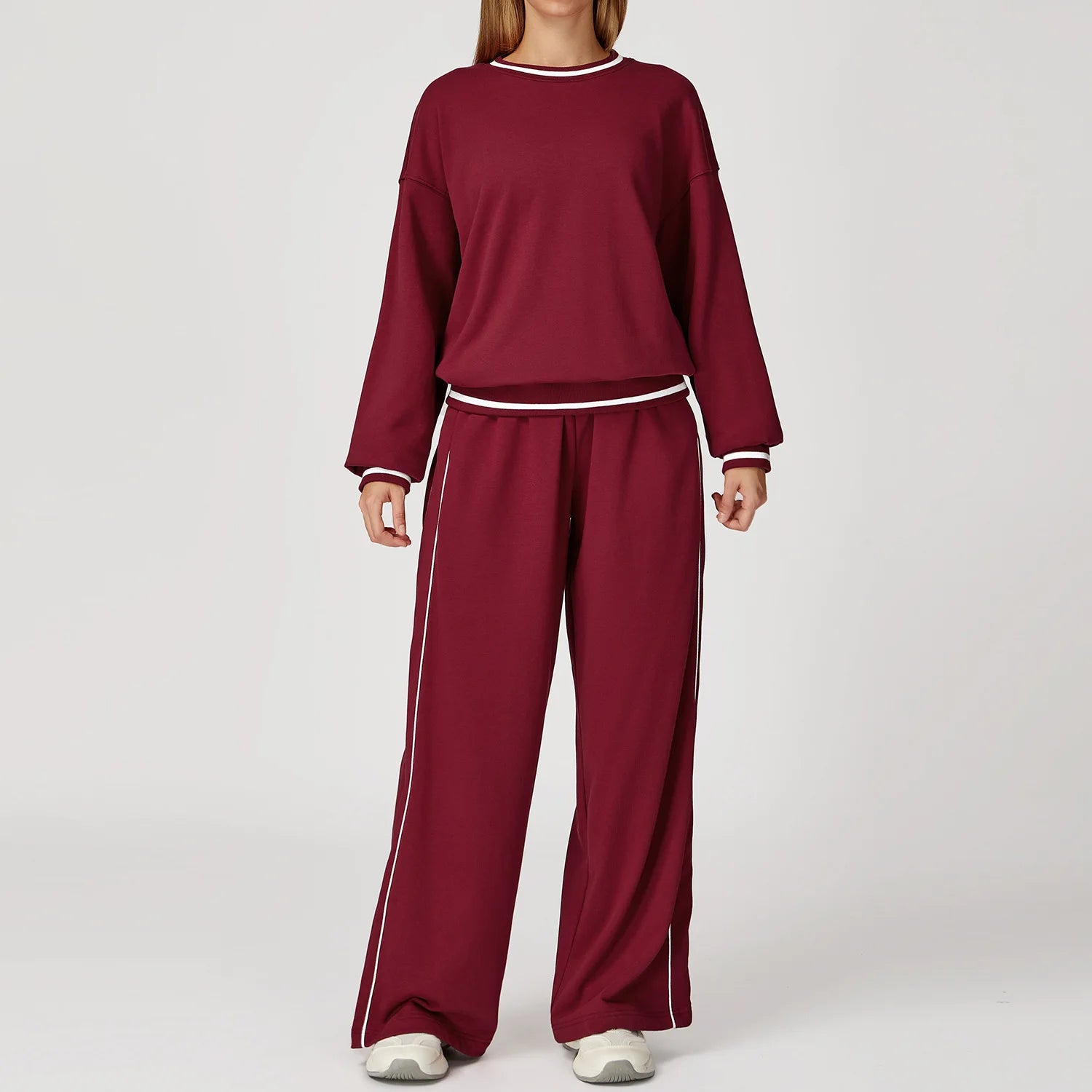 2PCS Winter Yoga Set Contrasting Hoodie Set Women's Tracksuit Comfortable Running Gym Set Women's Clothes Outdoor Sports Set