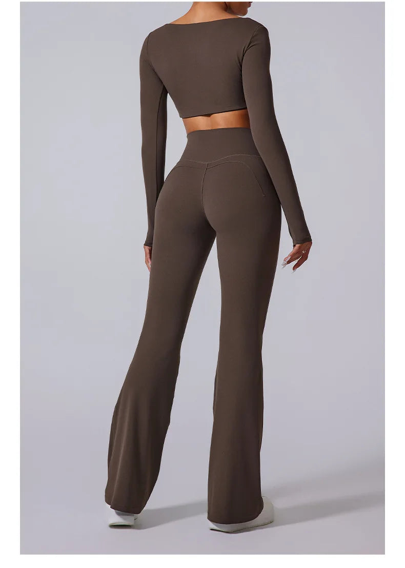 Women's High Waist Flared Leggings Gym Fitness Yoga Pants Workout Runing Sport Leggings Control Tummy Yoga Wide Leg Pants