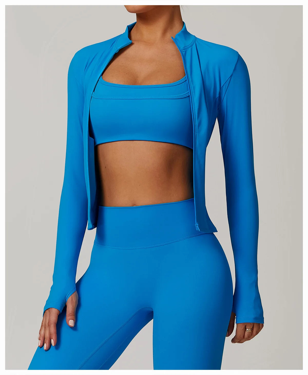 Women Outdoor Running Fitness Wear T-shirt Long Sleeved Thumb Holes Top Zipper Yoga Long Sleeved Yoga Shirt Gym Push Up Workout