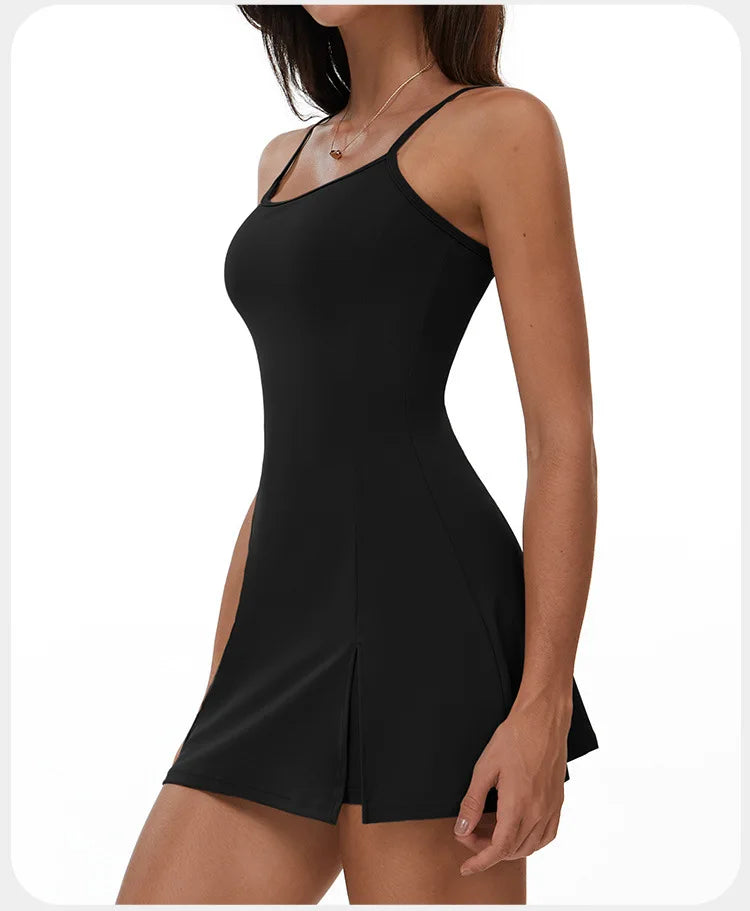 Women's Yoga Rompers Backless One Piece Tummy Control Dress Jumpsuit Padded Sports Bra Romper Fashion Fitness Sportwear Bodysuit