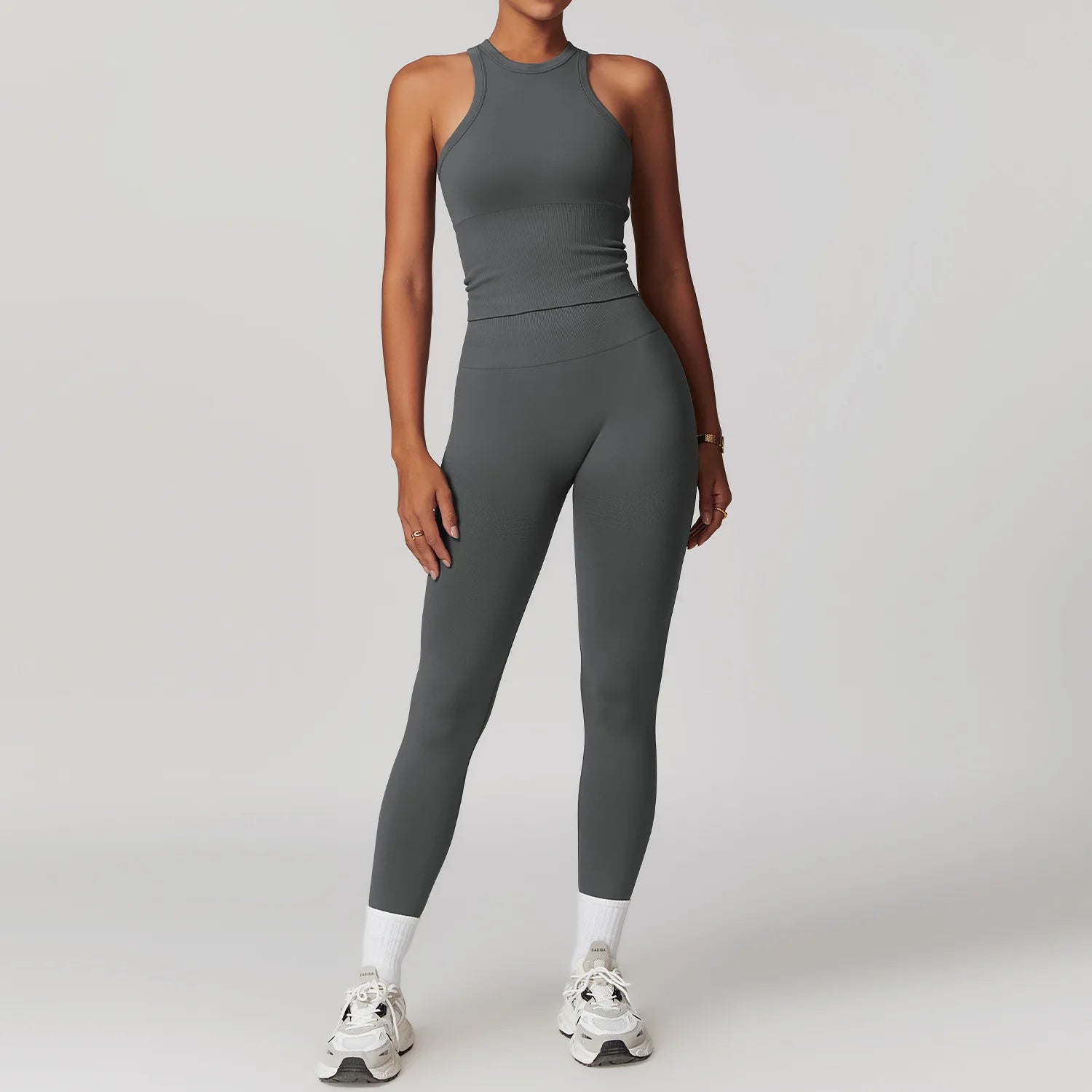 2PCS Seamless Women Tracksuit Yoga Set Workout Outfit Sportswear Gym Clothing Fitness Long Sleeve High Waist Legging Sports Suit