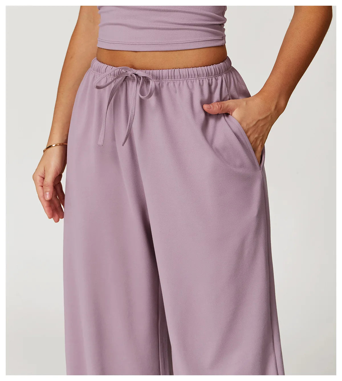 High Waist Yoga Pants Women's Hanging Wide Leg Loose Casual Pants Women's Sports Pants Fitness Running Elastic Drawstring Pants