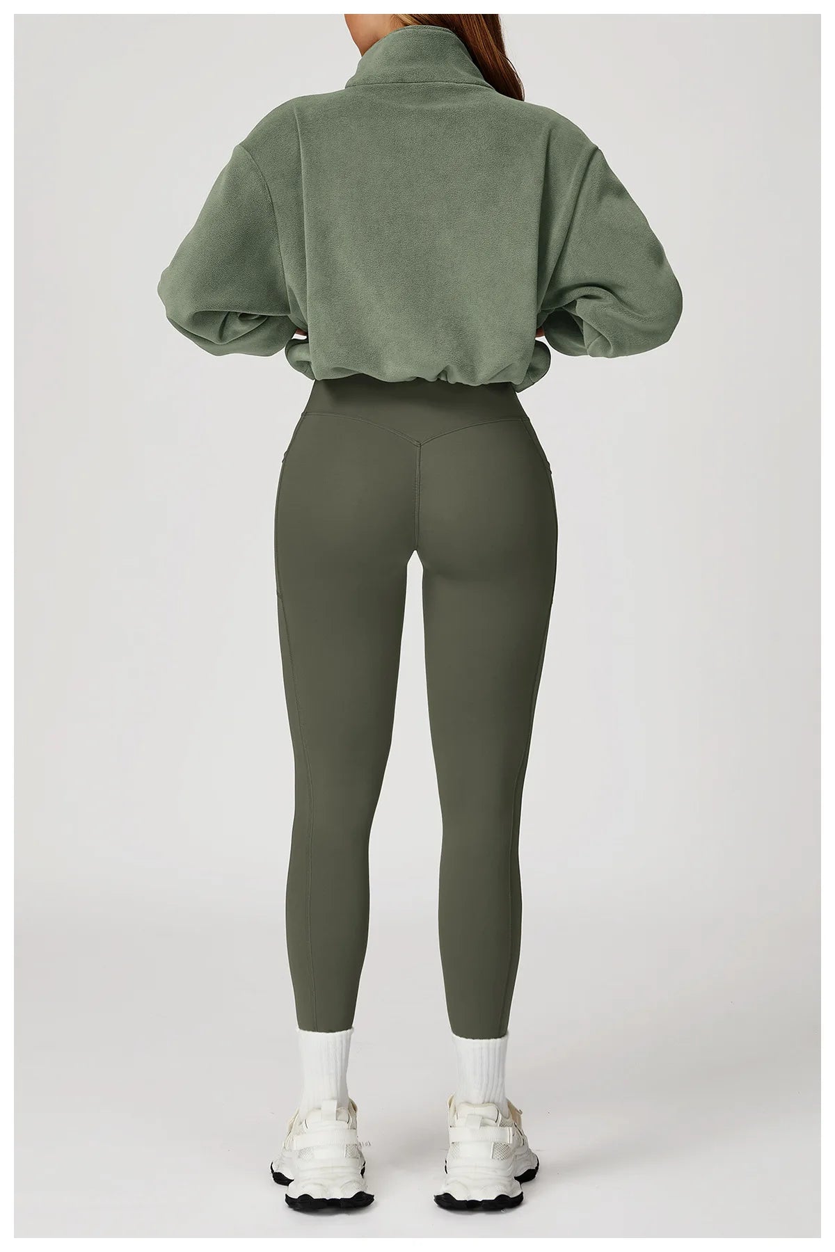 Winter Yoga Jacket Women Long Sleeved Stand Up Collar Windproof Warm Fleece Drawstring Jacket Running With Fleece Sports Jacket