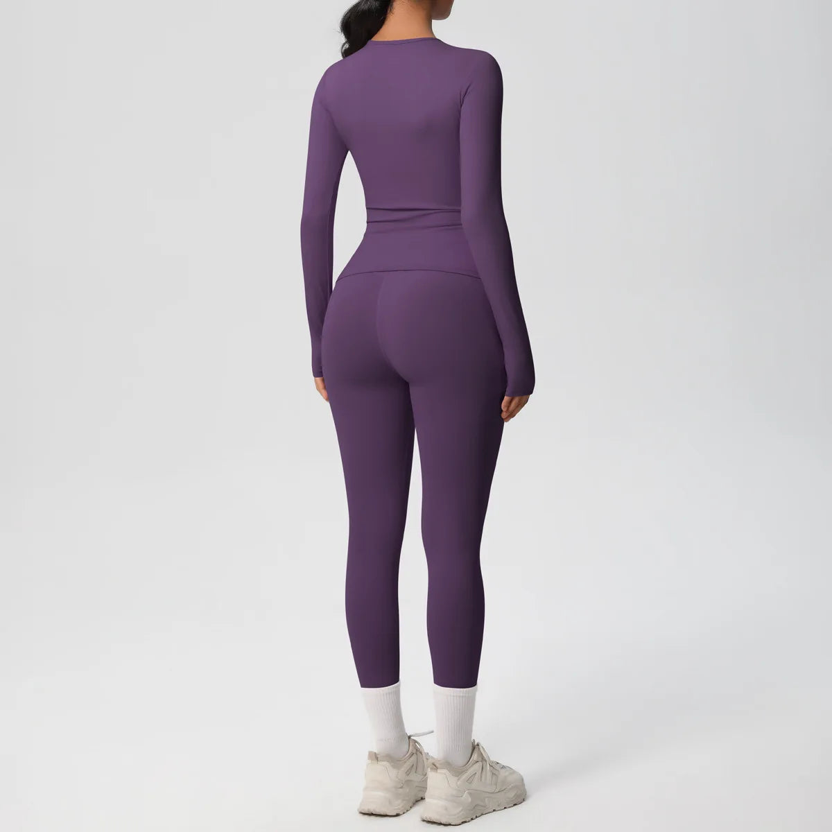 2PCS Yoga Suit Sports Set Women Sportswear Gym Set Women Tracksuit Running Workout Long Sleeve Sports Shirt Yoga Clothing